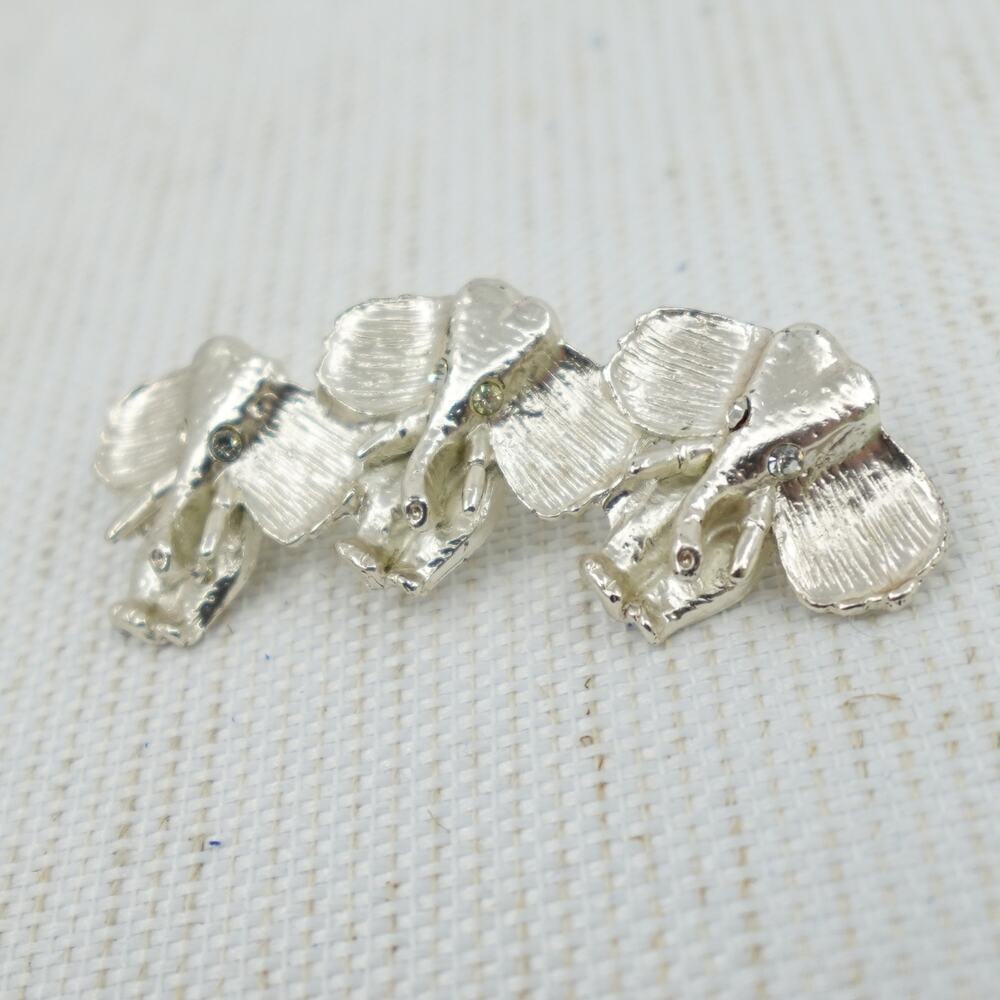 Elephant Brooch Silver-Tone Rhinestone Eye‎ Novelty Pin - Picture 3 of 12